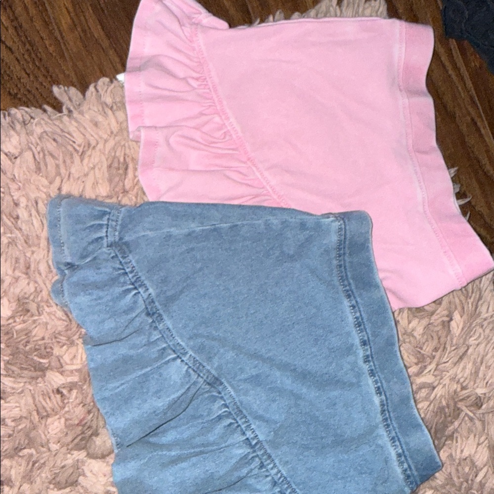 Girls Pink & Ruffled Skirt Set